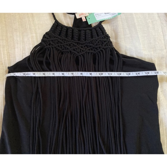💐3/$12 NWT Pixley Fringe Knit Halter Tank Black Small - Picture 5 of 11